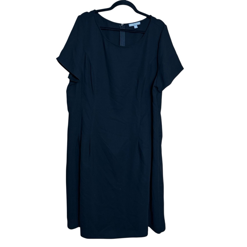 Jessica London Black Scoop Neck Career Office Short Sleeve Little Black Dress